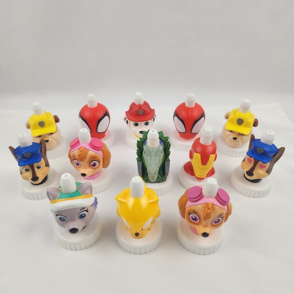 Mix Lot Of 13 Good‎ 2 Grow Juice Toppers Sega Paw Patrol Spiderman Jurastic Park